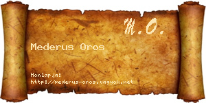 Mederus Oros névjegykártya